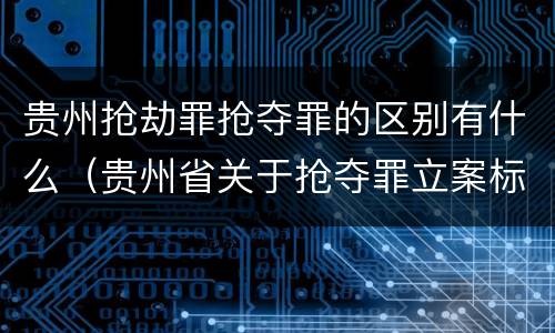 贵州抢劫罪抢夺罪的区别有什么（贵州省关于抢夺罪立案标准）