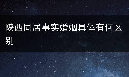 陕西同居事实婚姻具体有何区别