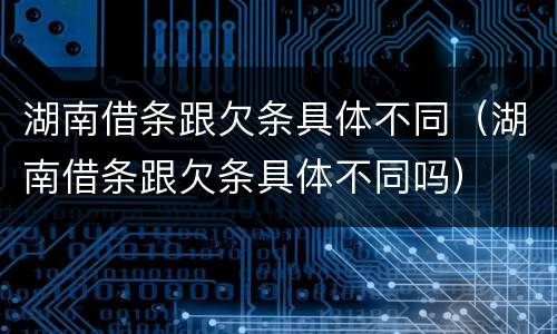 湖南借条跟欠条具体不同（湖南借条跟欠条具体不同吗）