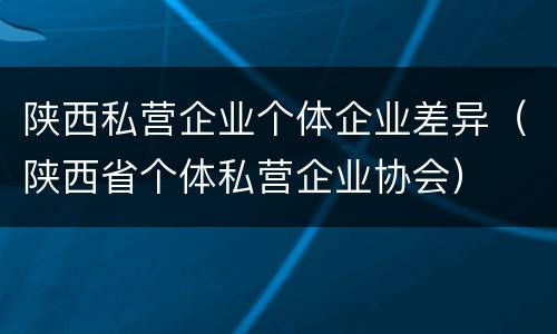 陕西私营企业个体企业差异（陕西省个体私营企业协会）