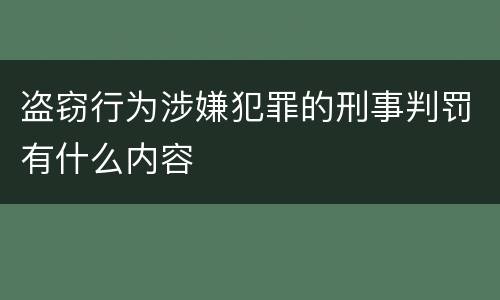 盗窃行为涉嫌犯罪的刑事判罚有什么内容
