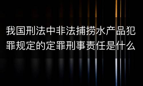 我国刑法中非法捕捞水产品犯罪规定的定罪刑事责任是什么