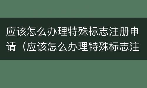 应该怎么办理特殊标志注册申请（应该怎么办理特殊标志注册申请书）