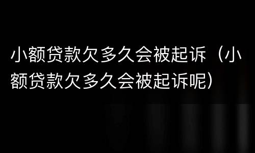 小额贷款欠多久会被起诉（小额贷款欠多久会被起诉呢）