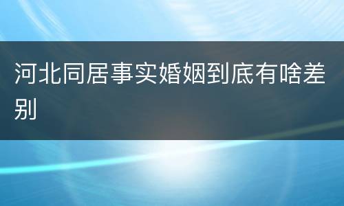 河北同居事实婚姻到底有啥差别