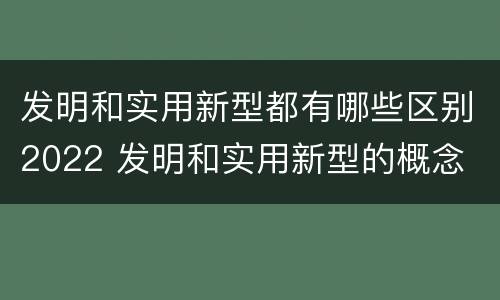 发明和实用新型都有哪些区别2022 发明和实用新型的概念