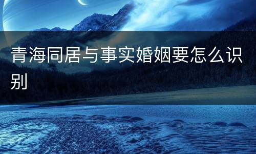 青海同居与事实婚姻要怎么识别