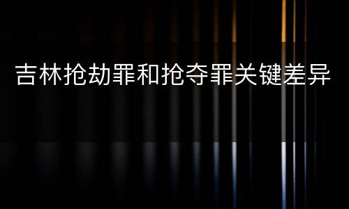 吉林抢劫罪和抢夺罪关键差异