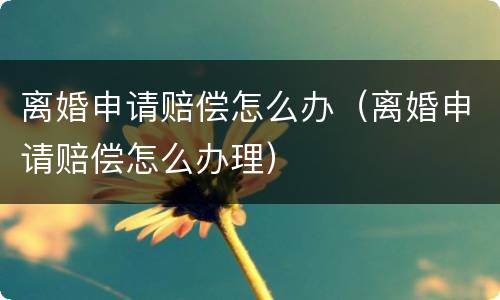 离婚申请赔偿怎么办（离婚申请赔偿怎么办理）