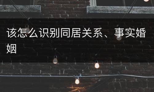 该怎么识别同居关系、事实婚姻