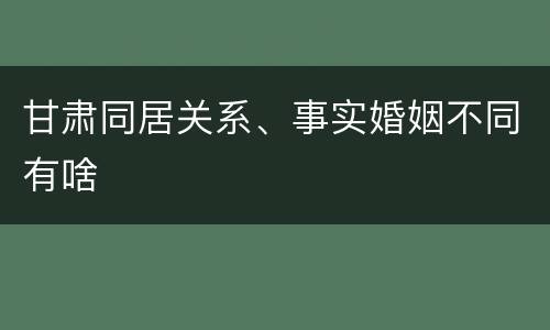 甘肃同居关系、事实婚姻不同有啥