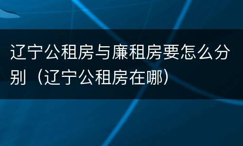 辽宁公租房与廉租房要怎么分别（辽宁公租房在哪）