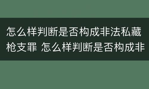 怎么样判断是否构成非法私藏枪支罪 怎么样判断是否构成非法私藏枪支罪