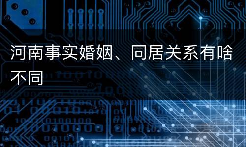河南事实婚姻、同居关系有啥不同
