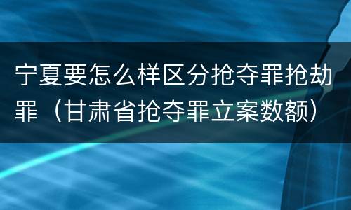 宁夏要怎么样区分抢夺罪抢劫罪（甘肃省抢夺罪立案数额）