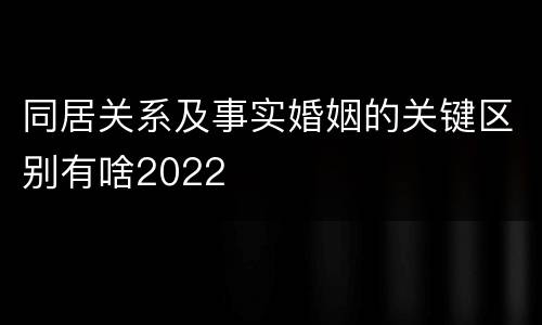 同居关系及事实婚姻的关键区别有啥2022