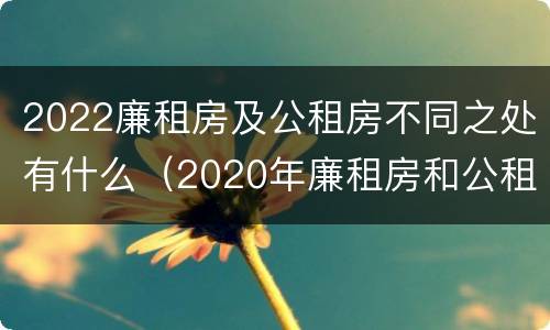2022廉租房及公租房不同之处有什么（2020年廉租房和公租房的区别）