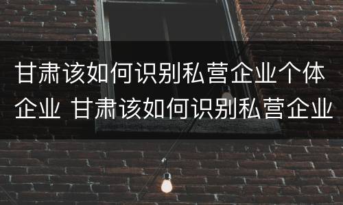 甘肃该如何识别私营企业个体企业 甘肃该如何识别私营企业个体企业信息