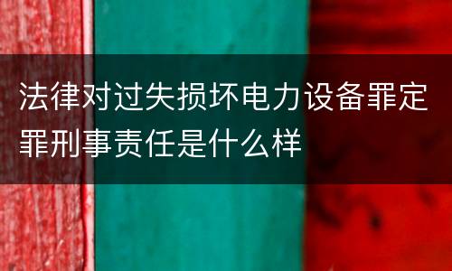 法律对过失损坏电力设备罪定罪刑事责任是什么样