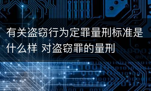 有关盗窃行为定罪量刑标准是什么样 对盗窃罪的量刑