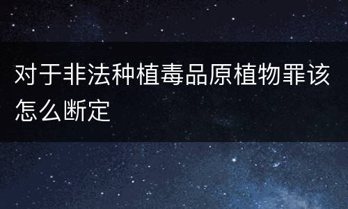 对于非法种植毒品原植物罪该怎么断定