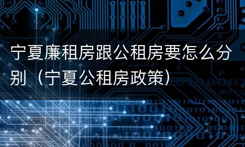 宁夏廉租房跟公租房要怎么分别（宁夏公租房政策）