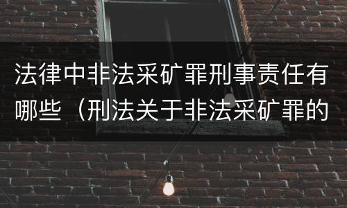 法律中非法采矿罪刑事责任有哪些（刑法关于非法采矿罪的规定）