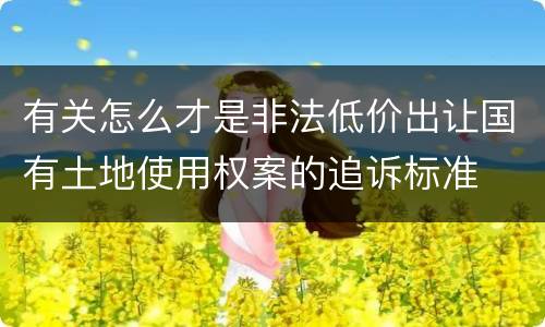 有关怎么才是非法低价出让国有土地使用权案的追诉标准