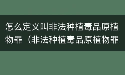 怎么定义叫非法种植毒品原植物罪（非法种植毒品原植物罪是什么犯罪类型）