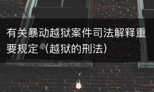 有关暴动越狱案件司法解释重要规定（越狱的刑法）