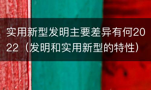 实用新型发明主要差异有何2022（发明和实用新型的特性）
