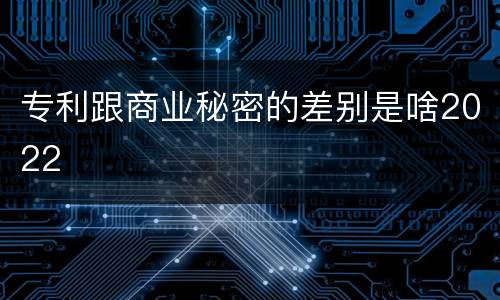 专利跟商业秘密的差别是啥2022