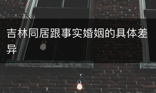 吉林同居跟事实婚姻的具体差异