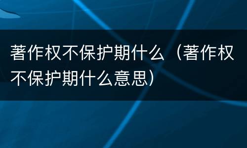 著作权不保护期什么（著作权不保护期什么意思）