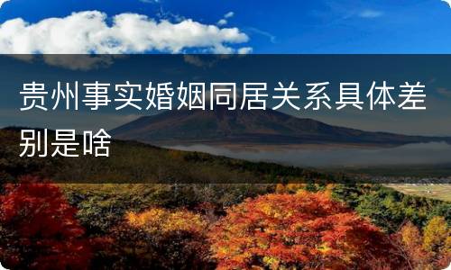 贵州事实婚姻同居关系具体差别是啥