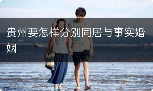 贵州要怎样分别同居与事实婚姻