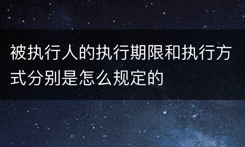 被执行人的执行期限和执行方式分别是怎么规定的