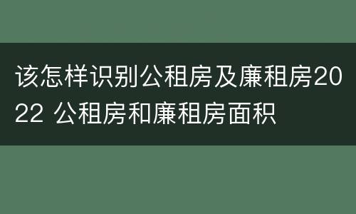 该怎样识别公租房及廉租房2022 公租房和廉租房面积