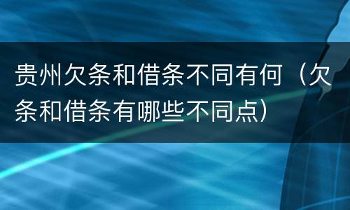 贵州欠条和借条不同有何（欠条和借条有哪些不同点）