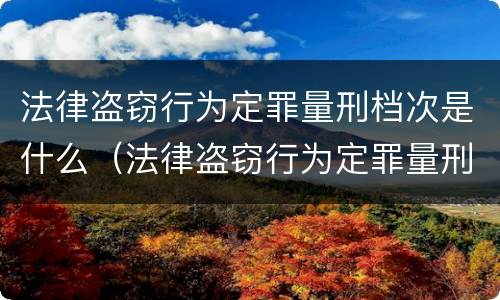 法律盗窃行为定罪量刑档次是什么（法律盗窃行为定罪量刑档次是什么标准）