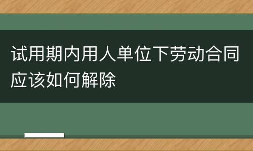 试用期内用人单位下劳动合同应该如何解除