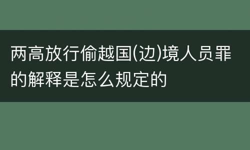 两高放行偷越国(边)境人员罪的解释是怎么规定的