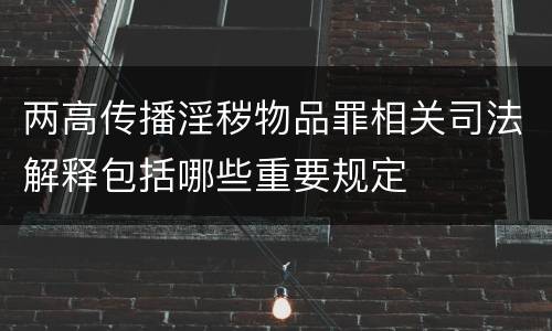 两高传播淫秽物品罪相关司法解释包括哪些重要规定