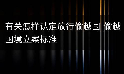 有关怎样认定放行偷越国 偷越国境立案标准