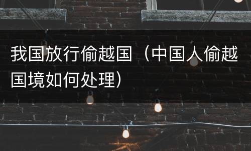 我国放行偷越国（中国人偷越国境如何处理）
