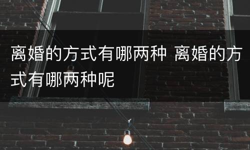 离婚的方式有哪两种 离婚的方式有哪两种呢