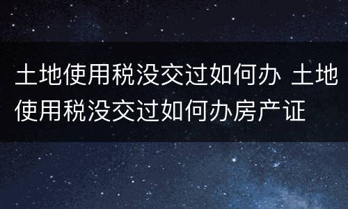 土地使用税没交过如何办 土地使用税没交过如何办房产证