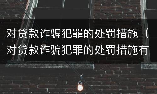 对贷款诈骗犯罪的处罚措施（对贷款诈骗犯罪的处罚措施有哪些）