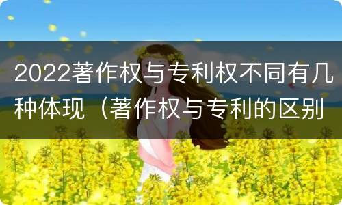 2022著作权与专利权不同有几种体现（著作权与专利的区别）