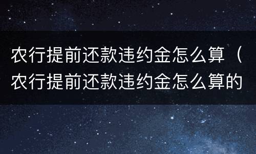 农行提前还款违约金怎么算（农行提前还款违约金怎么算的）